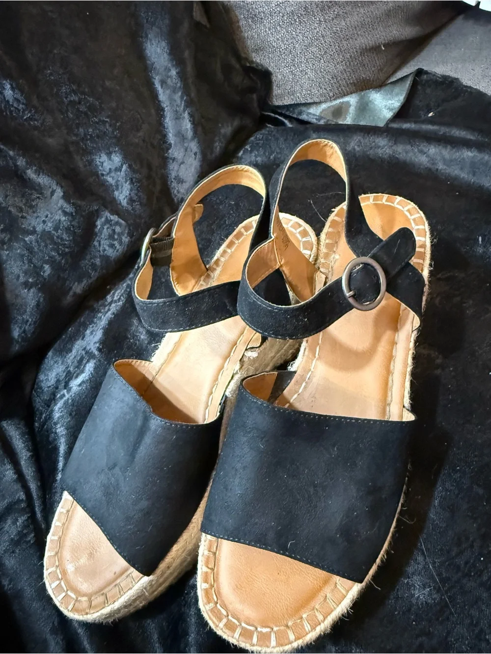 Universal Thread Black Espadrille Platform Wedge Sandals
